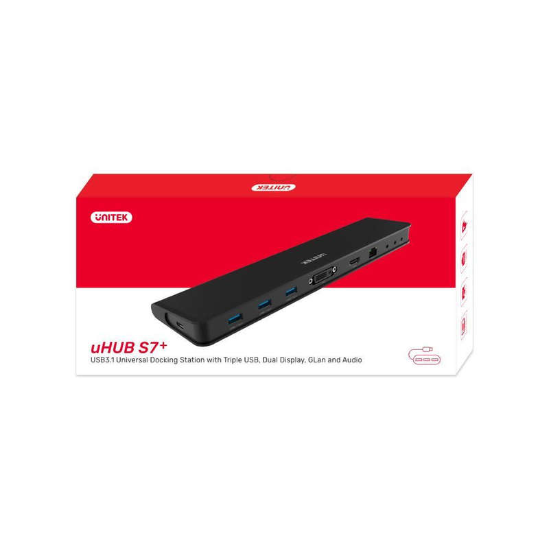 UNITEK Y-D001A Notebook Dock/port Replicator Wired USB 3.2 Gen 1 (3.1 Gen 1) Type-C Black