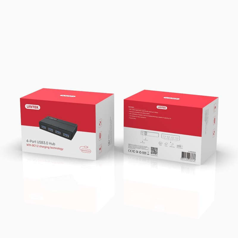 UNITEK Y-HB03001 Interface Hub USB 3.2 Gen 1 (3.1 Gen 1) Type-B 5000 Mbit/s Black
