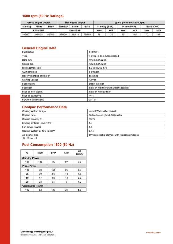 100 kVA Cummins Diesel Generator - Open Version