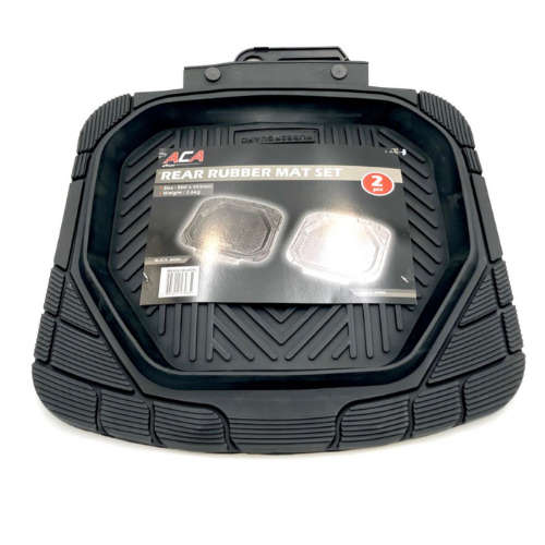 Black Heavy Duty Rear Rubber Car Mat Set - 2 Piece