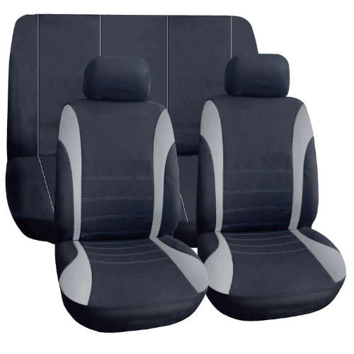 Black/Light Grey Elegant 6 Piece Seat Cover Set