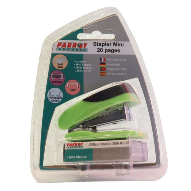 Parrot Mini Stapler & Staples Combo