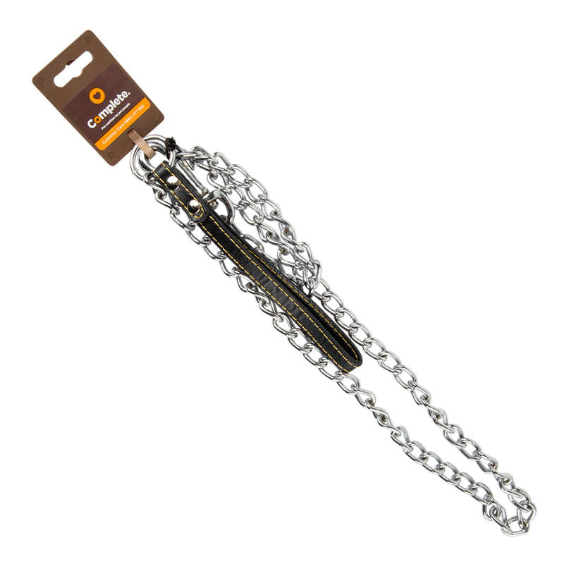 Complete Chain Leash with Leather Handle
