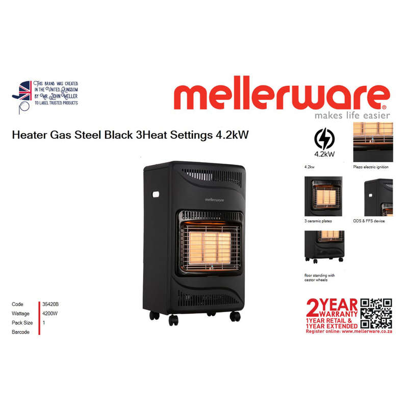 Mellerware Steel Gas Heater 4.2kW