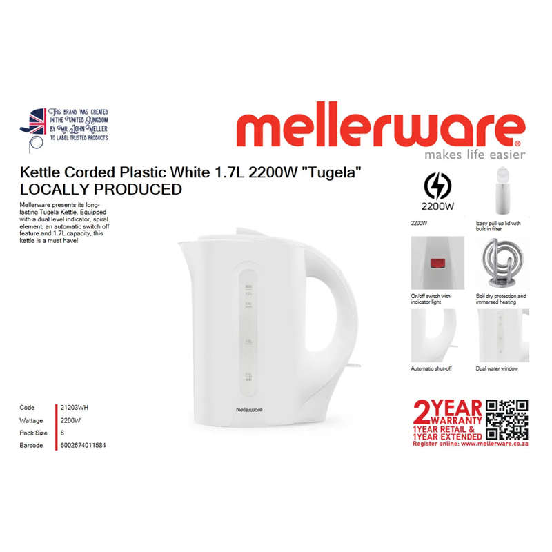 Mellerware Tugela Kettle 1.7L 2200W