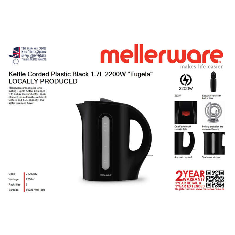 Mellerware Tugela Kettle 1.7L 2200W