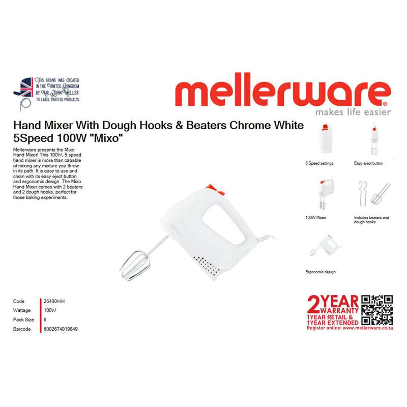 Mellerware Mixo Electric Hand Mixer 100W