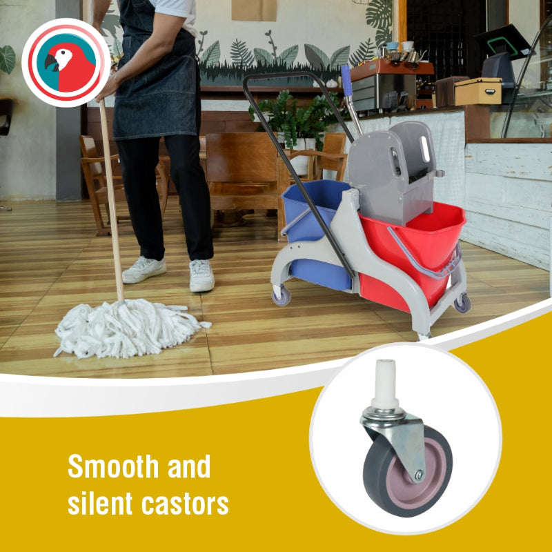 Parrot Janitorial 50L Dual Bucket Trolley with Mop Press