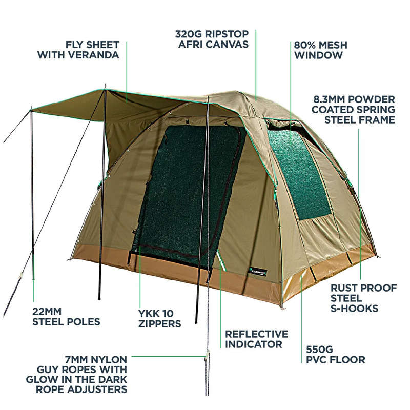 Kaufmann X Afri-Canvas Dome Tent with Fly Sheet 3x3m