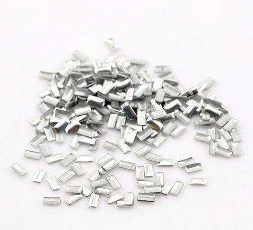 Silver Metal Studs Nail Art Decor Rectangle 4mm - 4mm / Silver