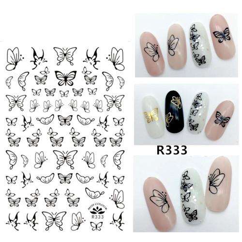 Black Butterfly Nail Art Stickers - 333 - Black