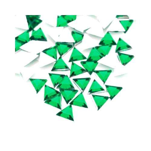 Green Flat Back Triangle Shape Nail Art Rhinestones - 3mm / Green