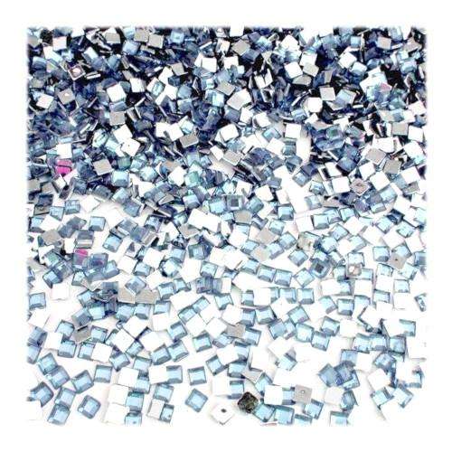 Light Blue Flat Back Square Shape Nail Art Rhinestones - 2mm / Blue