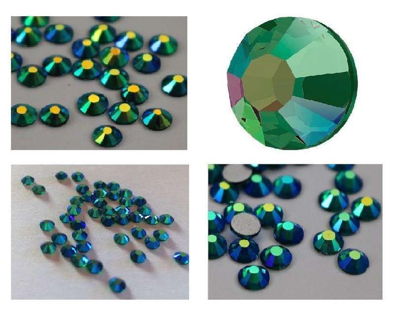 Peacock Crystal Rhinestones - AB Emerald - 1.7-1.9 mm / AB Emerald