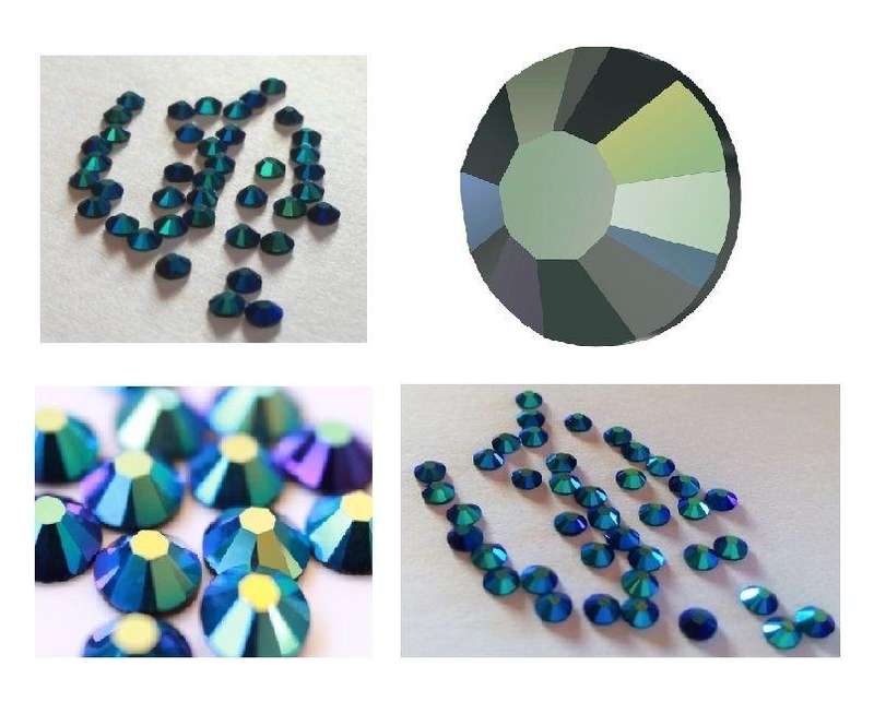 Peacock Crystal Rhinestones - AB Jet - 1.7-1.9 mm / AB Jet
