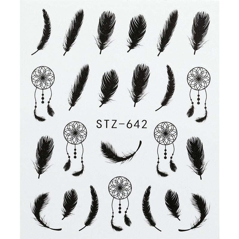 Water Slide Decals - Feathers Stz-642 - Black