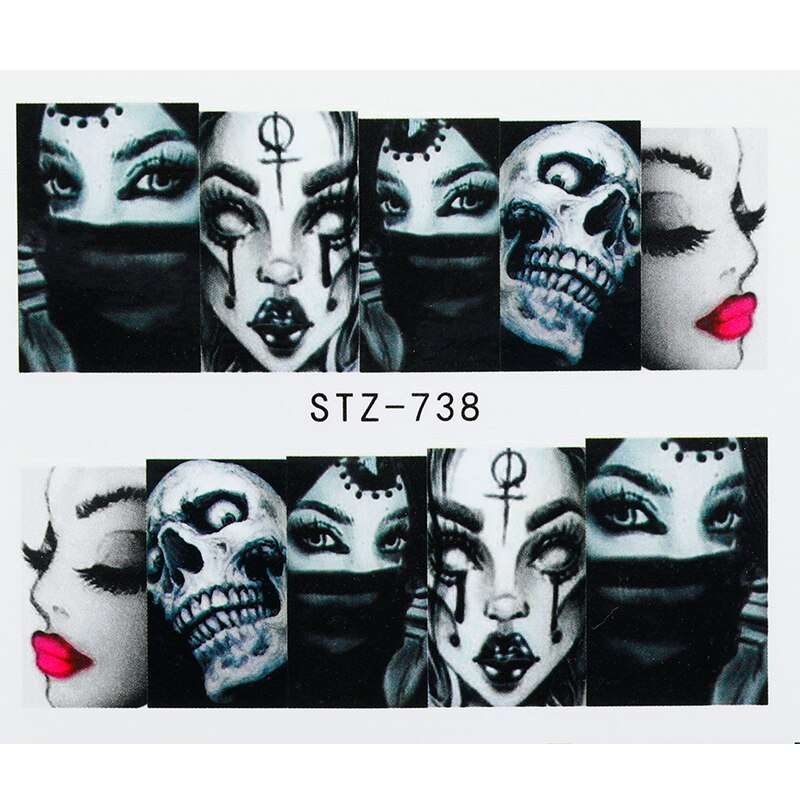 Water Transfer Nail Art - STZ738 - Black