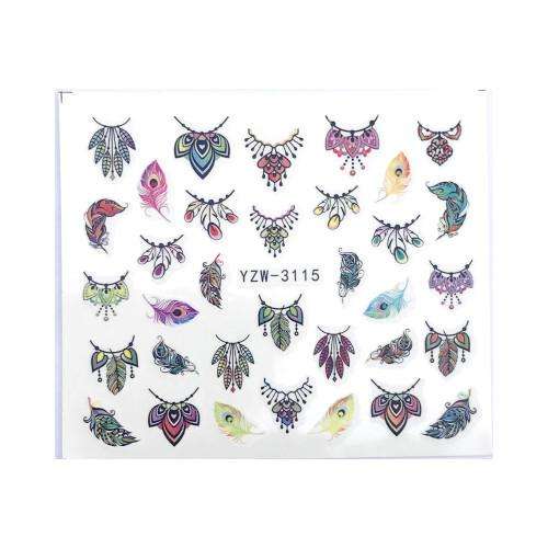 Water Transfer Nail Art Feather Decals - 3115 - Multicolor