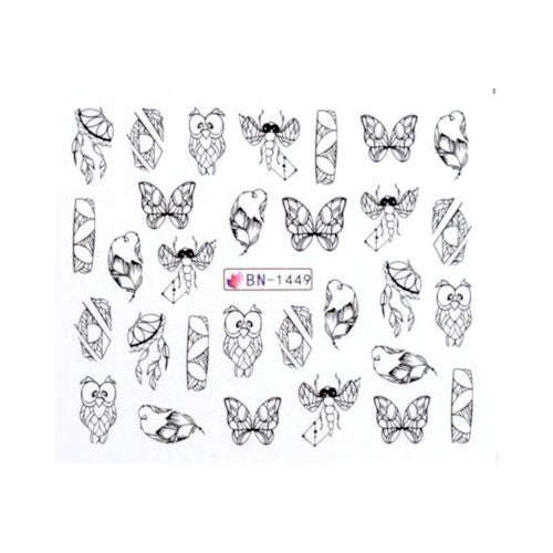 Water Transfer Slider Nail Art - BN1449 - Black