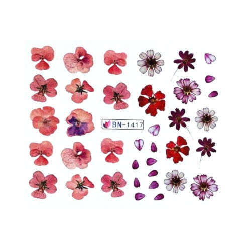 Water Transfer Slider Nail Art Flowers - BN1417 - Multicolor