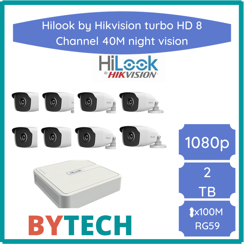 HiLook by HikVision 8 Ch 1080p Turbo HD Kit 40M Night vision With 2TB HDD - cctv,cctv,cctv,cctv,cctv