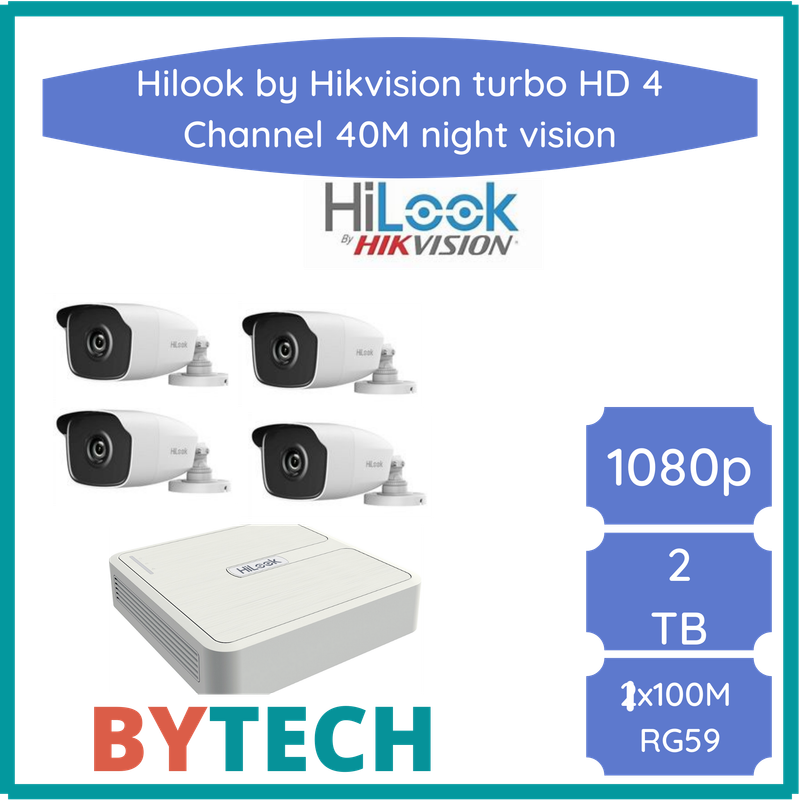 HiLook by HikVision 4 Ch Turbo 1080p HD Kit - HD DVR - 40M Night vision - cctv,cctv,cctv,cctv,cctv