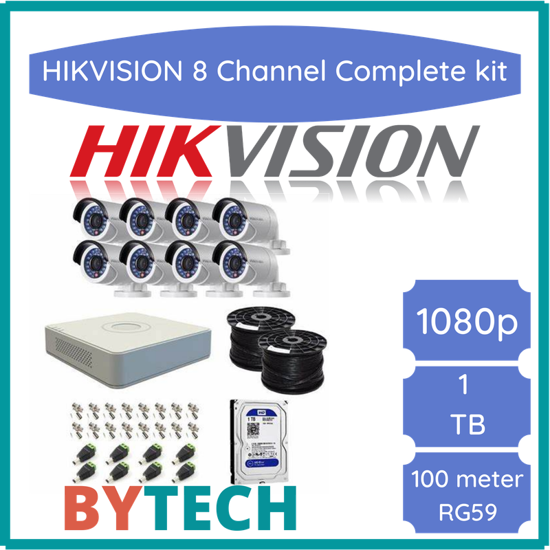 HikVision 1080p HD 8 Channel Complete Kit with 2TB HDD - Hikvision,hikvision,hikvision,cctv