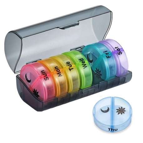 7-Day Pill Organizer  Portable Box with 2 Compartments