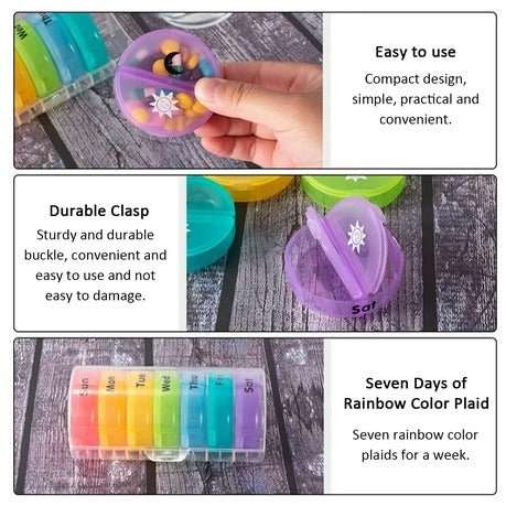7-Day Pill Organizer  Portable Box with 2 Compartments