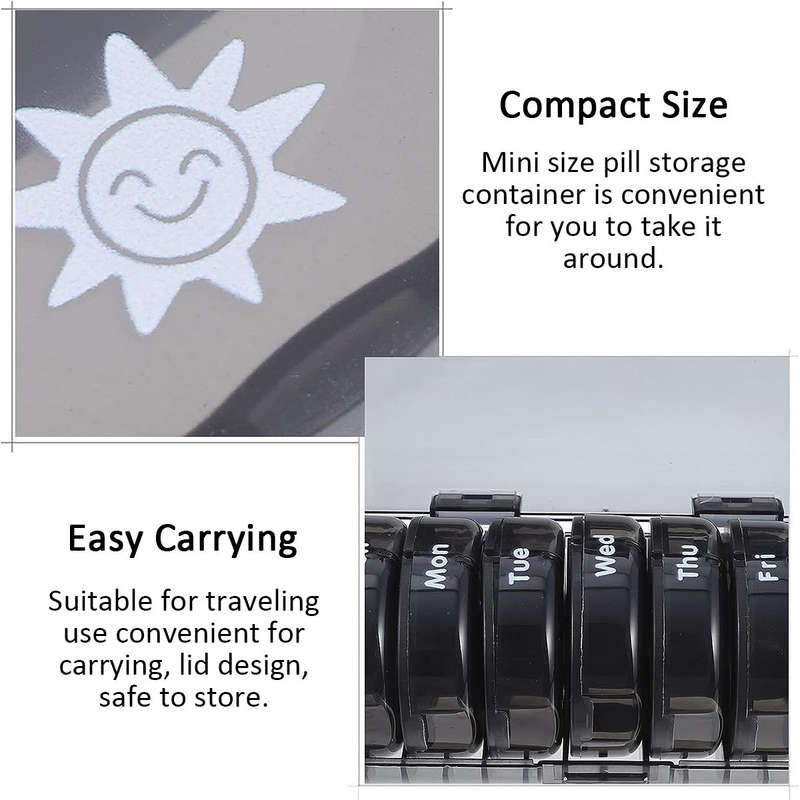 7-Day Pill Organizer  Portable Box with 2 Compartments