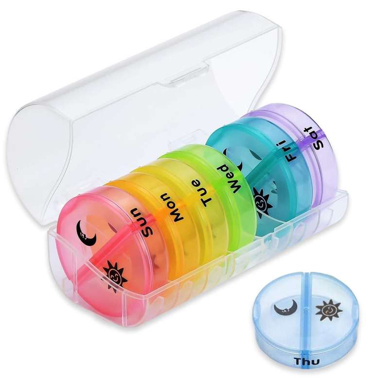 7-Day Pill Organizer  Portable Box with 2 Compartments