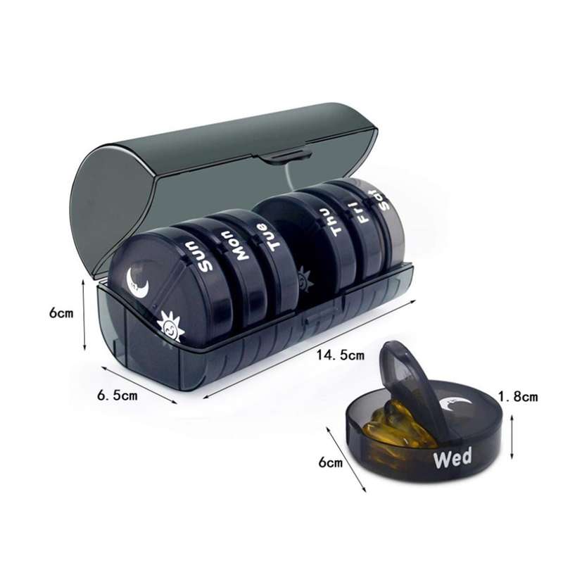 7-Day Pill Organizer  Portable Box with 2 Compartments