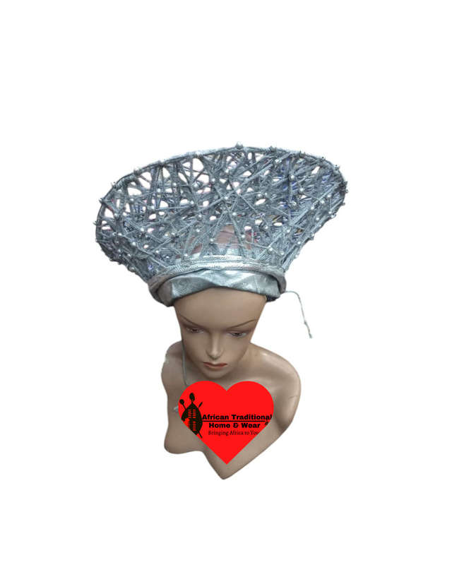African Wedding Hat - ISicholo/Silver