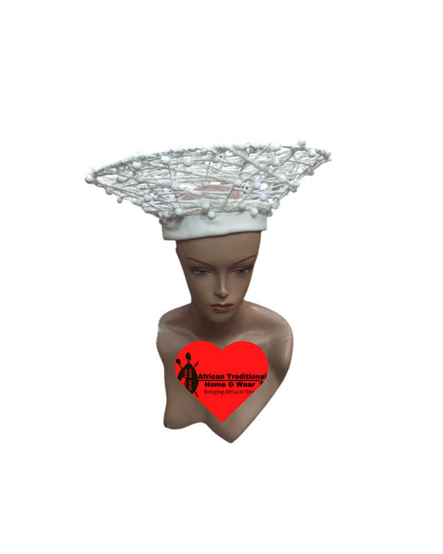 African Wedding Hat - ISicholo/White