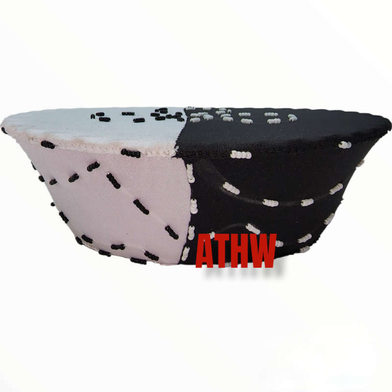 Xhosa Beaded Hat Black and White