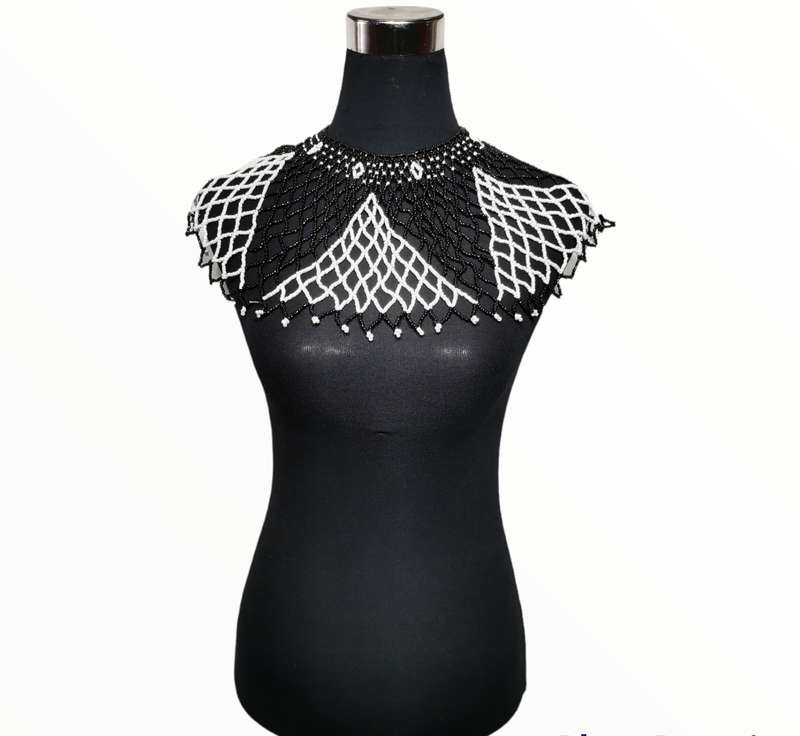 Xhosa Necklace Large Black/White