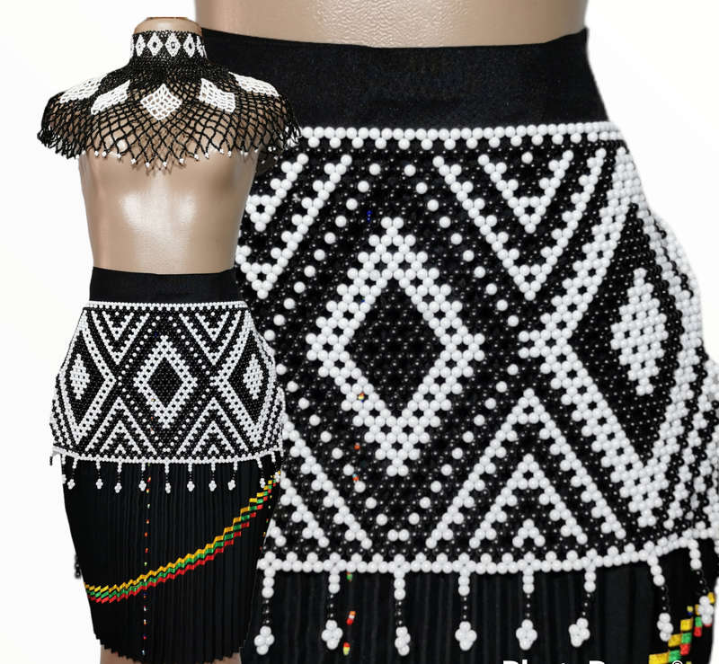 Xhosa Beaded Apron Black/White