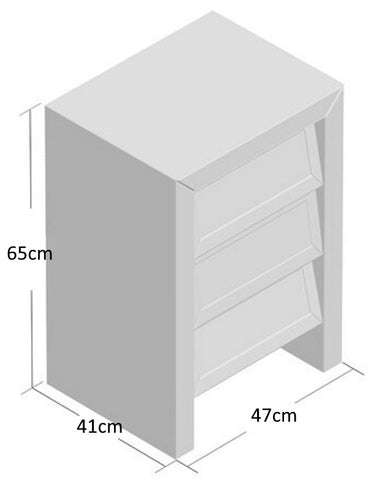 LeBlanc Angled Three Drawer Mirrored Bedside Table
