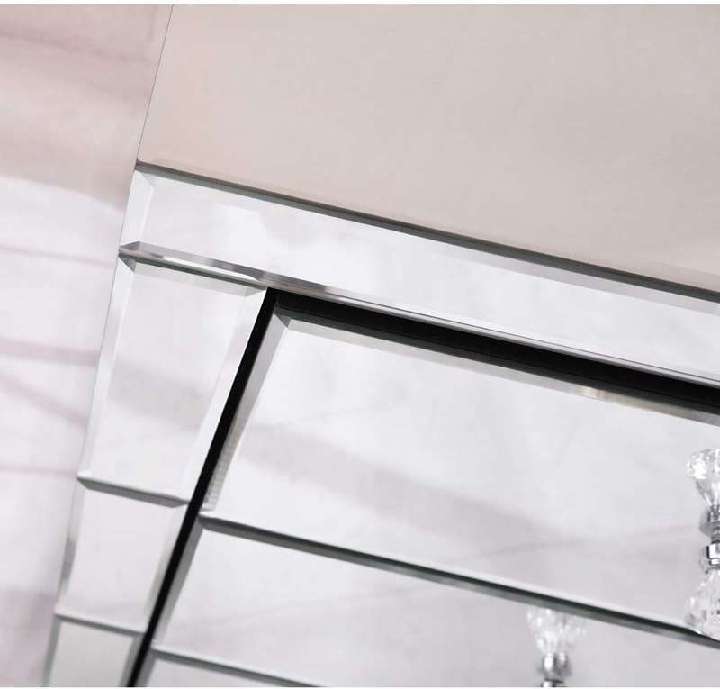 Contempro Three Drawer Mirrored Bedside Table