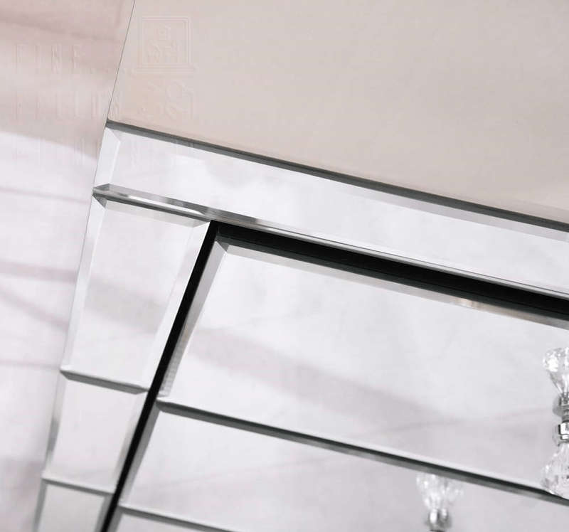 Contempro Three Drawer Mirrored Bedside Table