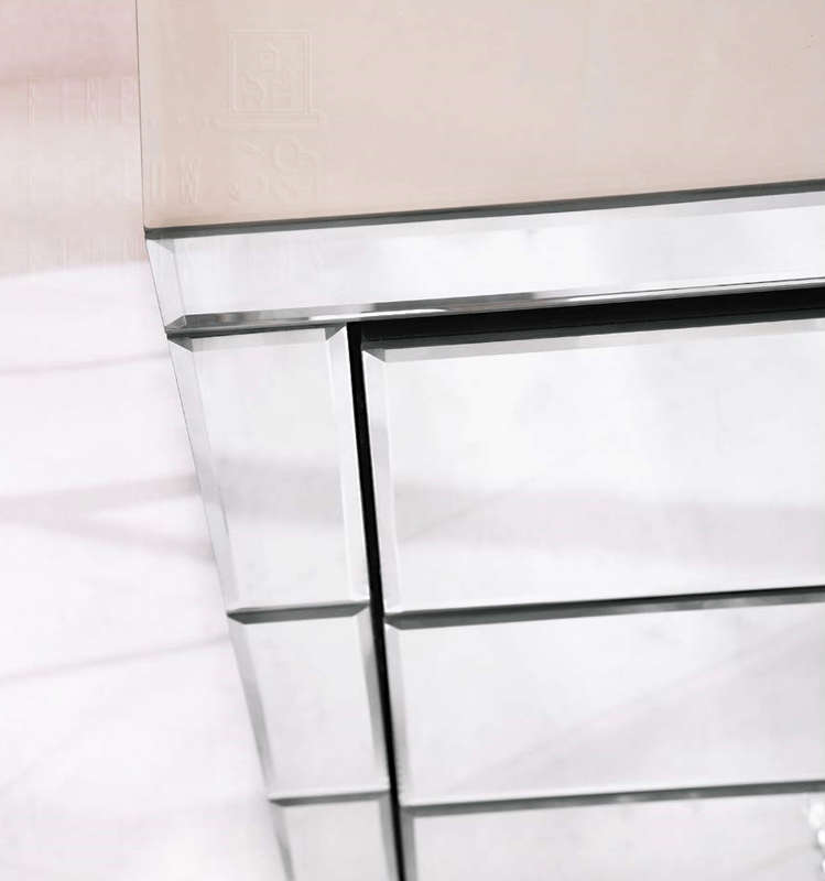 Contempro Three Drawer Mirrored Bedside Table