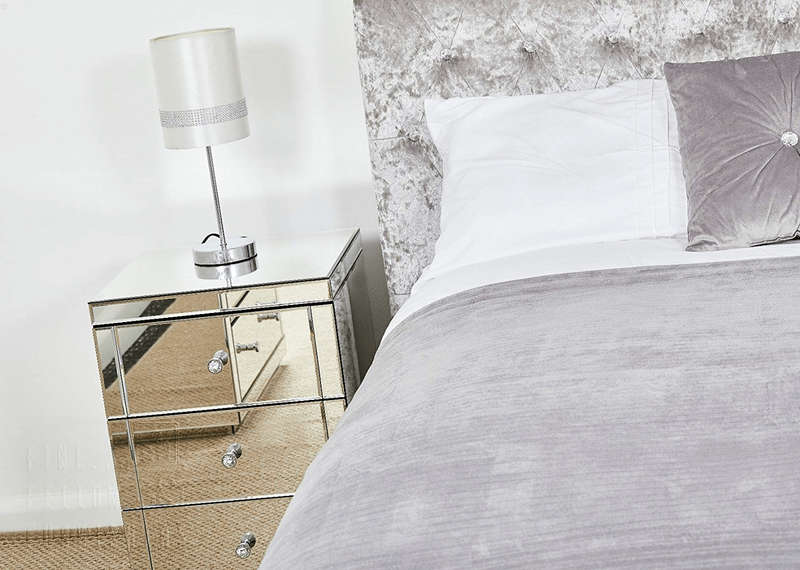 Contempro Three Drawer Mirrored Bedside Table