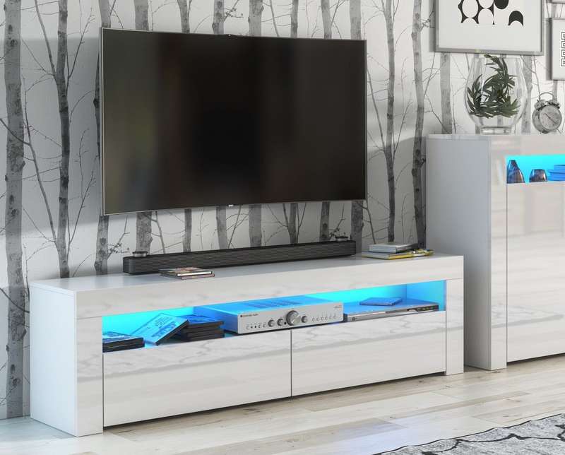 Alejandro Modern Contemporary LED TV Stand for TV's up to 70" - White