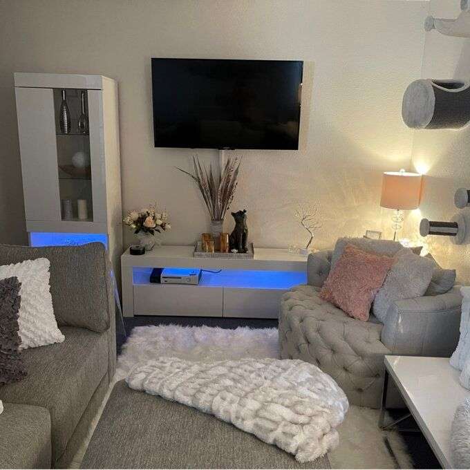 Alejandro Modern Contemporary LED TV Stand for TV's up to 70" - White