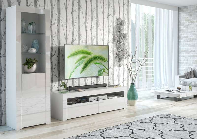 Alejandro Modern Contemporary LED TV Stand for TV's up to 70" - White