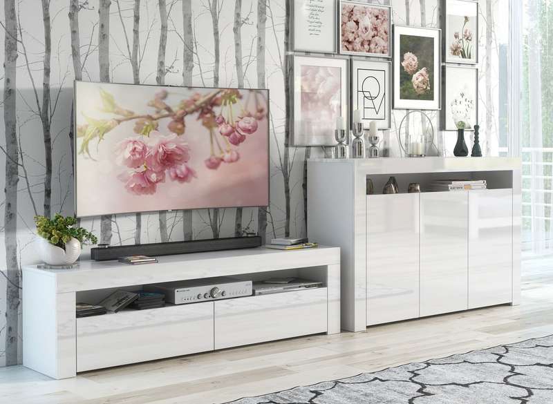 Alejandro Modern Contemporary LED TV Stand for TV's up to 70" - White
