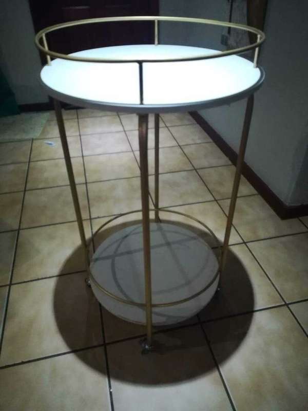 Lily's Orchard White Marble Tall Bar Cart