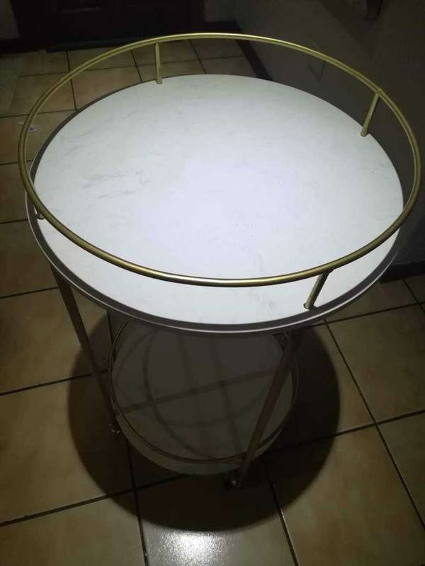 Lily's Orchard White Marble Tall Bar Cart