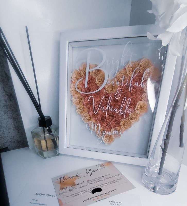 Box Frame Pastel Pink Heart - White / Pastel Colors / Gold