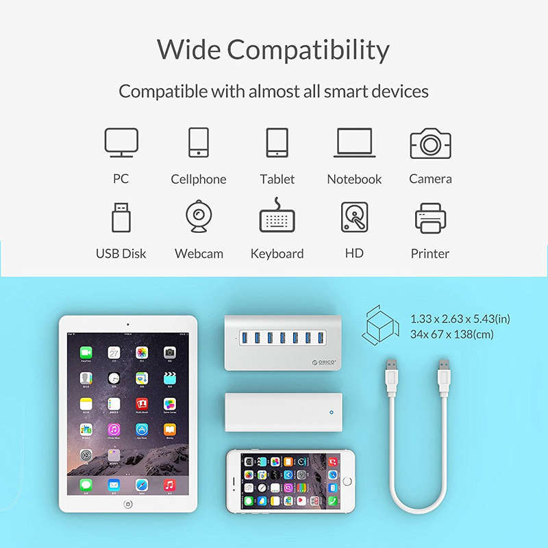 ORICO 7 PORT USB3.0 ALUMINUM HUB